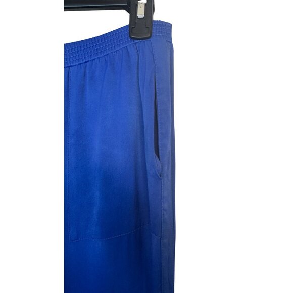 Zara XS Royal Blue Satiny Blend Wide-Leg Pants Elastic Waistband & Front Pockets - Picture 6 of 16